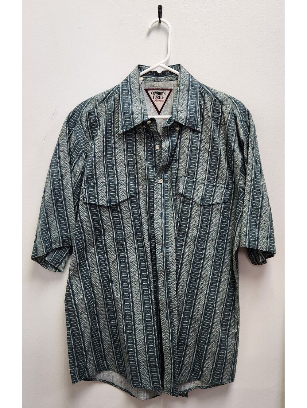 Vintage Cowboys' Turtle Association Roper Western Shirt Men's XL Geometric Teal